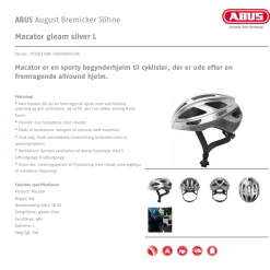 Abus Macator Gleam Silver Cykelhjelm -MIPS Cykelhjelme Salg 2023 macator gleam silver cykelhjelm fra abus cykelhjelm