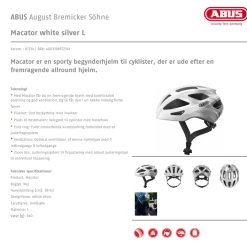 Abus Macator White Silver Cykelhjelm -MIPS Cykelhjelme Salg 2023 macator white silver cykelhjelm fra abus cykelhjelm